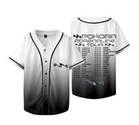 M Pokora Veste de baseball T-shirt Adrenaline Tour 2025 Merch Femmes Hommes Col V Manches Courtes T-Shirts, Style 2, L