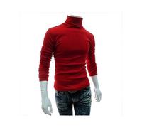 (M,Red)Mens Knitwear Roll Turtle Neck Pullover Jumper Tops Sweater Blouse