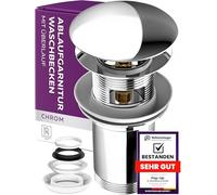 M. ROSENFELD HOME - Bonde de lavabo avec trop-plein - Valve pop-up en acier inoxydable - Lavabo chromé avec 4 joints de rechange en laiton