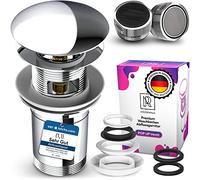 M. ROSENFELD HOME Bouchon de Bonde Lavabo Salle de Bain Clic Clac avec Trop-Plein + 2 Mousseur Robinet Economie Eau M24 - Bouchon de Lavabo Universel de Vidange Chromé