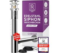 M. ROSENFELD HOME Siphon de design pour lavabo avec ensemble de vidange avec trop-plein extra long - avec valve de vidange pop-up siphon tubulaire anti-odeurs avec joints d'étanchéité inclus