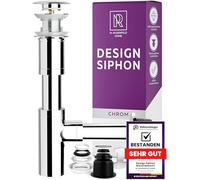M. ROSENFELD HOME Siphon design - Siphon tubulaire universel 1 1/4" pour lavabo, siphon anti-odeurs et tuyau d'évacuation, avec joints et rosace