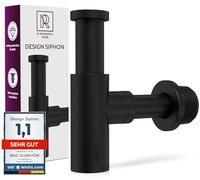 M. ROSENFELD HOME Siphon Lavabo Standard Universel de 1 1/4 Pouces - Réglables Hauteur Noir Mat Design Siphon Evier avec Parois en Laiton Chromé Extra-fortes 750g - Empêcher les Odeurs Désagréables