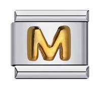 M&S A-Z Breloque en forme de lettre initiale de l'alphabet en or et argent 9 mm Compatible avec bracelet de nomination, Métal