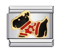 M&S Breloque en acier inoxydable 18 carats avec croix Jésus mauvais œil pour anniversaire, camélia, maman, fille, chien, chat, 9 mm, compatible avec bracelet Nomination, 0, Métal, Pas de gemme