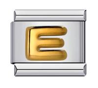 M&S Breloque italienne avec initiale A-Z et nom de l'alphabet - Doré/argenté - 9 mm - Compatible avec bracelet Nomination, 9mm, Métal, Pas de gemme