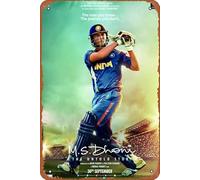 M.S. Dhoni : The Untold Story (2016) Affiche de film 20,3 x 30,5 cm - Plaque en métal vintage pour maison, bar, pub, garage, décoration cadeaux