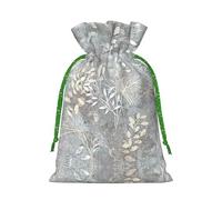 M Sac de Noël avec cordon de serrage pour décorations familiales - Bleu Grace Flora imprimé toile de jute pour emballer des friandises