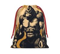 M Sac de Noël avec cordon de serrage - Sacs réutilisables avec imprimé King Kong pour fêtes de Noël, sacs à dragées pour anniversaires, mariages