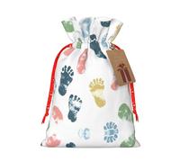 M Sac de Noël réutilisable - Affichage d'empreintes de pas avec cordon de serrage pour Noël, vacances, fête, mariage, anniversaire