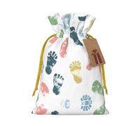 M Sac de Noël réutilisable - Affichage d'empreintes de pas avec cordon de serrage pour Noël, vacances, fête, mariage, anniversaire