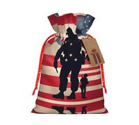 M Sac de Noël réutilisable - Soldats militaires américains patriotiques avec cordon de serrage pour cadeaux de vacances, d'anniversaire et de mariage