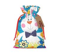 M Sacs de Noël avec cordon de serrage - Printemps Happy Easter Holiday Print Christmas Party Pochettes de vacances pour mariages, anniversaires