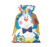 M Sacs de Noël avec cordon de serrage - Printemps Happy Easter Holiday Print Christmas Party Pochettes de vacances pour mariages, anniversaires