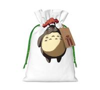 M Sacs de Noël - Grand blanc tenant un parapluie imprimé vacances avec cordon de serrage pour Noël, anniversaire, mariage et fête