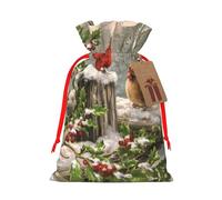 M Sacs de Noël Pochettes - Oiseau Rouge Houx Baie Branches Imprimé Bonbons Cadeau Pochette Cadeau pour Anniversaires Mariages