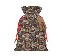 M Sacs de Noël - Réutilisables Rustiques Lodge Ours Imprimé Noël Fête Vacances Vacances Pochettes Cadeau pour Anniversaires Mariages