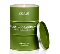 M&SENSE Bougie de soja parfumées à la cardamome et au bois de santal, bougies naturelles à combustion propre 600g, 120 heures, longue durée, bougies relaxantes, cadeaux pour soulager le stress