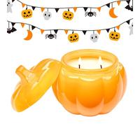 M&SENSE Bougie Halloween|Bougie Citrouille,Myrtille Macabre|Automne Citrouille De Décoration|Cadeau Naturelles En Cire De Soja,410g 80h De Combustion