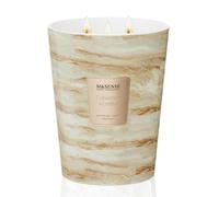 M&SENSE Bougie parfumée 990g|Vanille tabac|150h de combustion & 3 mèches|Bougie Decorative naturelles en cire de soja|Aromathérapie relaxante|Cadeau pour femme & homme,Modern Marble Jar