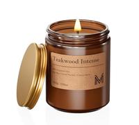 M&SENSE Bougie Parfumée Bois de teck intense,200g Bougie Parfumée en Pot Bougie de Soja Naturelle,50 Heures de Combustion,Cadeaux Bougies Cadeau Anniversaire Pour Femmes & Hommes