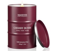 M&SENSE Bougie Parfumée Cerise Cherry Bomb, Bougie en Cire de Soja Naturelle, Format 320g, Longue Durée 70 Heures, Aromathérapie Maison, Cadeau Relaxant pour Femme