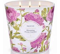 M&SENSE Bougie Parfumée Jardin de Pivoines, 800g Grande Bougie 3 Mèches en Cire de Soja Naturelle, Longue Durée 120 Heures, Décoration Maison pour Relaxation, Cadeau Romantique
