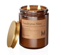 M&SENSE Bougie Parfumée Menthe eucalyptus,550g Bougie Parfumée en Pot Bougie de Soja Naturelle,110 Heures de Combustion,Cadeaux Bougies Cadeau Anniversaire Pour Femmes & Hommes