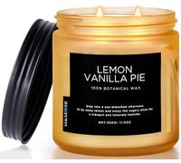 M&SENSE Bougie Parfumée Tarte Citron Vanille, 330g Cire de Soja Naturelle, 70 Heures Combustion, Cadeau Aromathérapie pour Salle de Bain et Salon, Soulagement du Stress pour Homme Femme