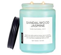 M&SENSE Bougie parfumées au bois de santal et au jasmin, grandes bougies naturelles au soja, longue durée 900g 110 heures de combustion，Floral non toxique à double mèche Cadeaux pour les femmes
