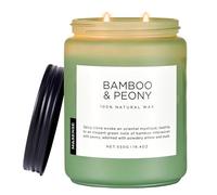 M&SENSE Bougie parfumées en bambou et pivoine pour la maison 550g 110 heures de combustion longue durée, bougies de soja naturelles et biologiques, cadeau fete des meres