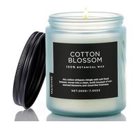 M&SENSE Bougie Parfumées Fleur de Coton Douceur, bougie 200g 50h combustion, 2 mèches cadeau femme - arôme frais lin propre, bougies