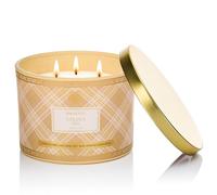 M&SENSE Bougie Parfumées Grande Figue d'Or|Bougie Parfumée Avec 3 Mèches|330g Scented Candle Naturelle de Soja|65 Heures De Combustion|à Damier Parfumée Cadeau
