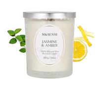 M&SENSE Bougie Parfumées Jasmin et Ambre | 510 g, Jusqu’à 100 Heures de Combustion, Bougie Raffinée aux Notes Exotiques, Idéale pour Ambiance Chic et Cadeau Élégant Femme