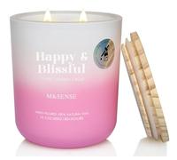 M&SENSE Bougie Parfumées Litchi, Cerise & Rose - Bougie Exotique 80h Combustion, Parfum Festif pour Dîner/Fêtes, Cadeau Femme Original en Pot Design