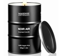 M&SENSE Bougie parfumées NOIR AIR | 320g, 70h de combustion, Bougie noire naturelle au soja, Parfum mystérieux et élégant, Cadeau homme anniversaire pour bureau et décoration moderne