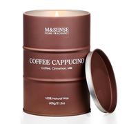 M&SENSE Bougies parfumées au café Cappucina, bougies en cire naturelle de soja, combustion longue durée de 600g 120 heures, cadeaux pour les amateurs de café cadeau fete des meres