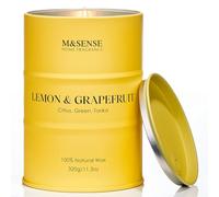 M&SENSE Bougies parfumées au citron et au raisin, bougies naturelles au soja à combustion lente 70 heures, bougies très parfumées au citron pour la salle de bain, 320g