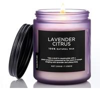 M&SENSE Bougies Parfumées en Soja Agrumes à la Lavande 200g - 50h Parfum Frais/Floral, Relaxation/Méditation, Cadeau Chic Maison/SPA, Cire Durable/Naturelle