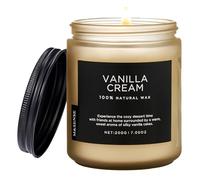 M&SENSE Bougies Parfumées en Soja Crème à la Vanille 200g - 50h Parfum Doux/Chaleureux, Maison/Détente/Ambiance Accueillante, Cadeau Cire Naturelle/Durable