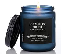 M&SENSE Bougies Parfumées en Soja Nuit d’Été 200g - 50h Parfum Frais/Fruité, Relaxante Été/Vacances, Cadeau Unique Maison/Salon/Détente