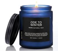 M&SENSE Bougies Parfumées en Soja Ode à l’Hiver 200g - 50h Parfum Hivernal/Relaxant, Cire Végétale Ambiance Apaisante, Cadeau Maison/Salon/SPA