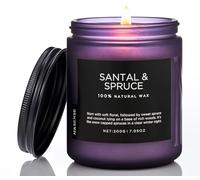 M&SENSE Bougies Parfumées en Soja Sapin au Santal 200g - 50h Parfum Boisé/Enveloppant, Naturelle Ambiance Relaxante/Yoga, Cadeau Bien-Être Maison/Bureau