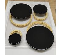 M SHOP ITALIA Kit 4 couronnes en laiton et 4 plateaux brillants, compatible avec Lofra Nardi Samet, pièces de rechange pour cuisinière à gaz, couleur noire (aux + moyen + 2 rapides)