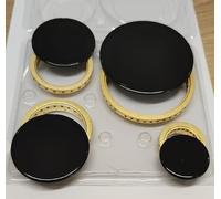 M SHOP ITALIA Kit couronnes et assiettes pour table de cuisson, 4 couronnes en laiton et 4 plateaux brillants noirs, compatible avec Lofra Nardi Samet, pour gaz naturel et GPL (aux + 2 moyens +