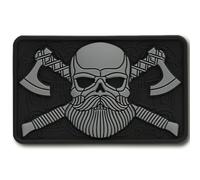 M-Tac Patch tactique motif crâne de barbe - Patch militaire pour équipement, vestes, sacs à dos et chapeaux - Attaches à crochets pour vêtements et équipement tactique (noir/gris)