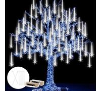 M.TK Guirlande Lumineuse Effet Pluie de Météores avec 8 Tubes 192 LED Étanche - Chute de Neige Blanche pour Sapin de Noël (8 Tubes, Blanc)