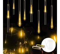 M.TK Guirlande Lumineuse Effet Pluie de Météores avec 8 Tubes 192 LED Étanche - Chute de Neige en Gouttes de Pluie pour Sapin de Noël (8 Tubes, Blanc Chaud)