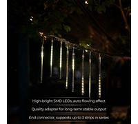 M.TK Guirlande Lumineuse Pluie de Météores avec 15 Tubes 720 LED Gouttes de Pluie Étanches Effet Chute de Neige pour Sapin de Noël (Blanc Chaud)