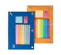 M. Trousse à crayons, bleu et orange, 2 pochettes à crayons en tissu, pochettes à crayons, trousse à crayons, pochette à crayons, trousse à 3 anneaux, trousse à crayons avec fermeture éclair, pochette à crayons, pochette à crayons, toile